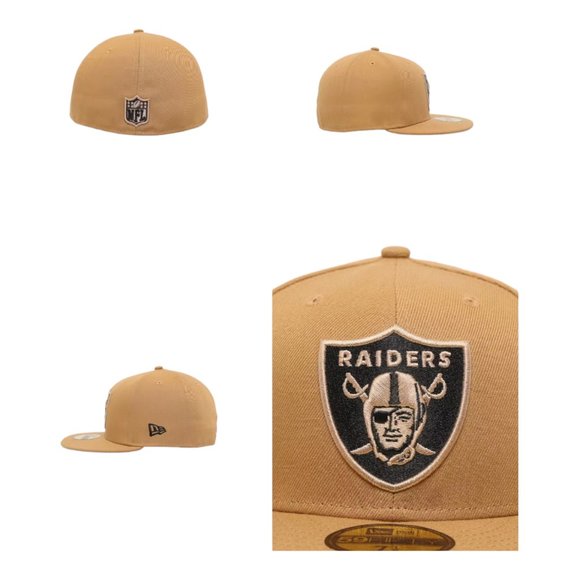 New Era Las Vegas Oakland Raiders 59FIFTY Fitted Hat Cap Wheat Pack